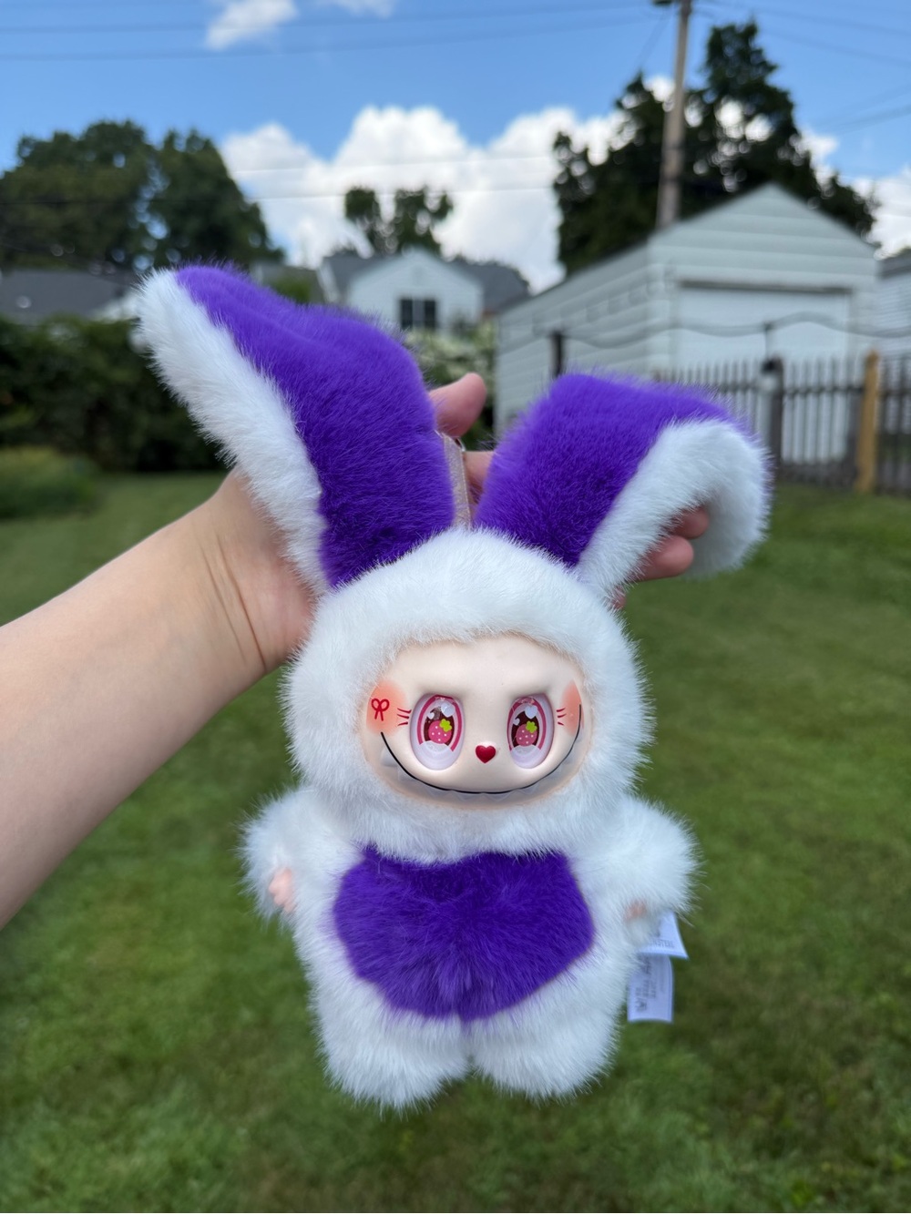 Purple & White Plush Bunny Small Pet Toy - Soft Fuzzy Companion Bag Charm